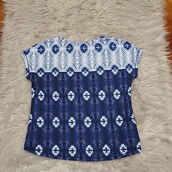 Chicos zenegy womens blue cotton tye die two toned flowy‎ tshirt size 1 - Picture 5 of 6